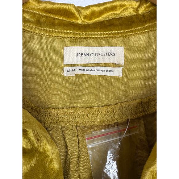 Urban Outfitters New Moon Velvet Romper Cinched Waist Tie Slouchy Gold Medium - Picture 5 of 14